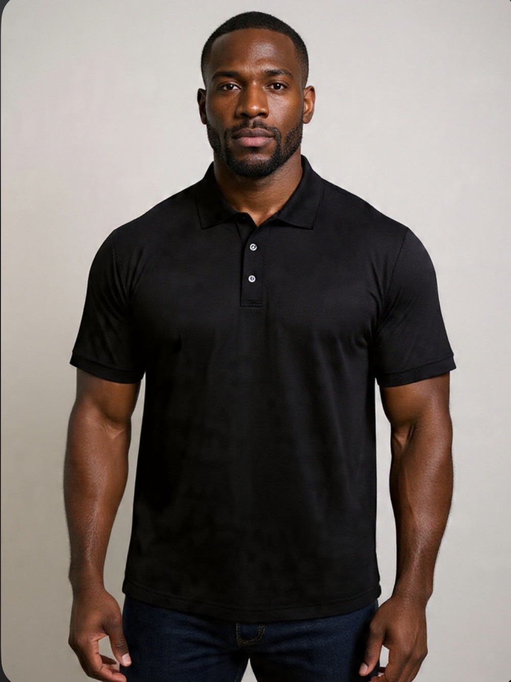 Classic Black Men’s Polo Shirt — Lightweight Short Sleeve